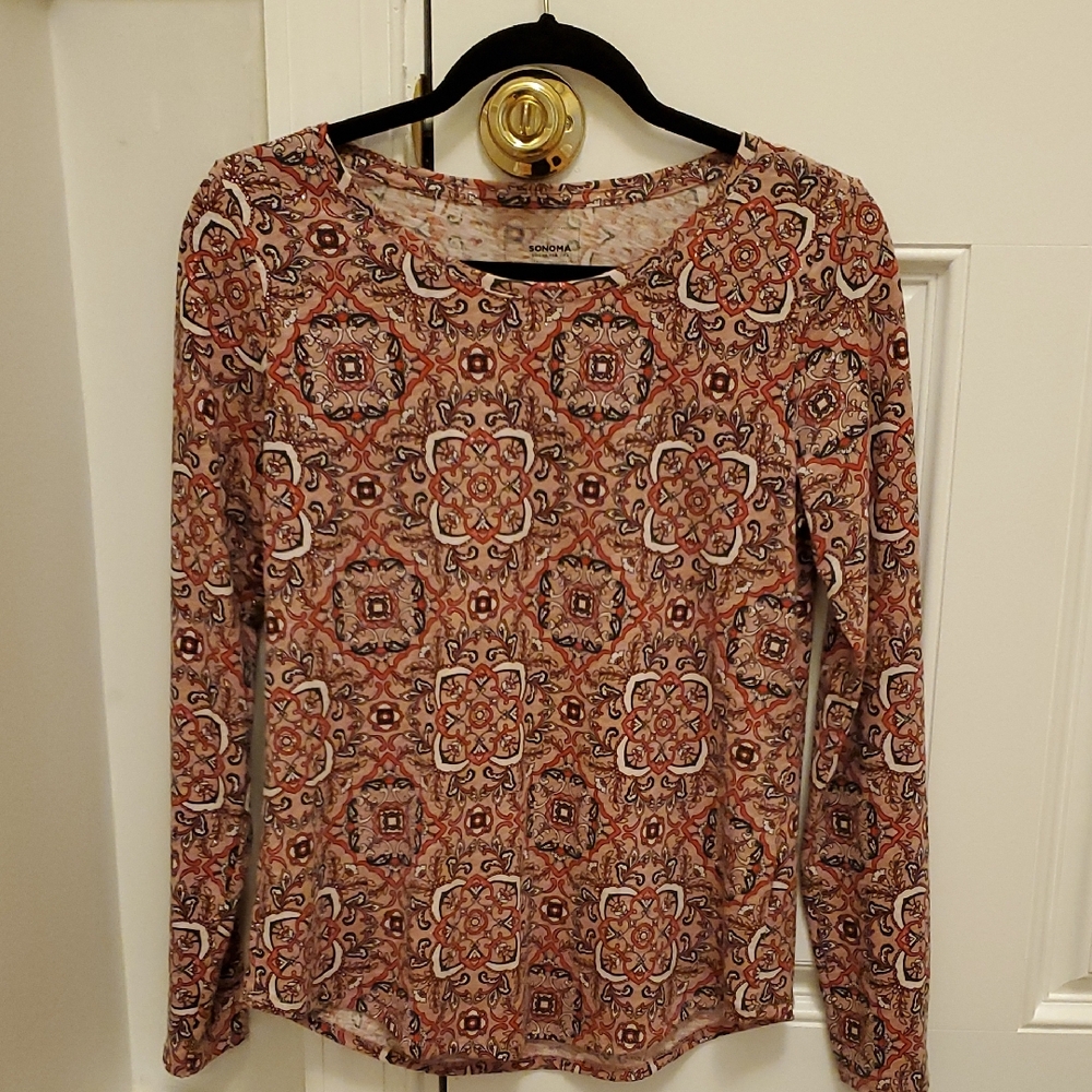 Long Sleeve Sparkly Fall Colored T-shirt Size XS